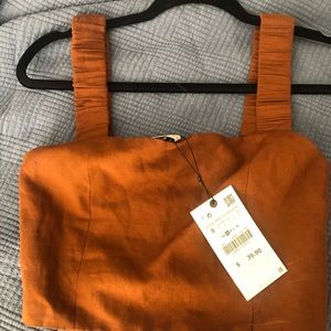 Zara brown crop top